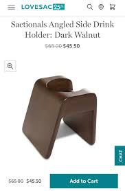 EA5058 Sactionals Angled Side Drink Holder: Dark Walnut