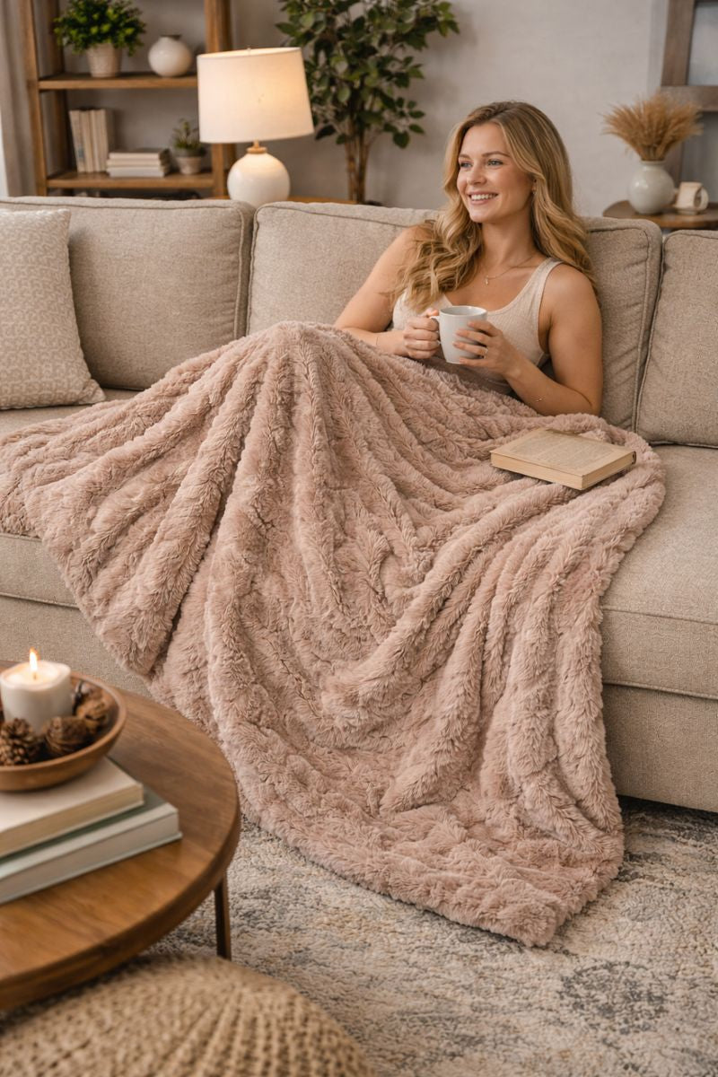 JC0538 Footsac Blanket: Rose Gold Sand Sculpted Phur