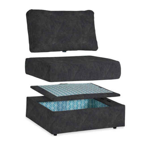 HG3898 Storage Seat Cover Set: Charcoal Grey Corded Velvet