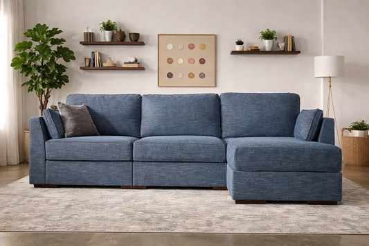 LoveSac Vintage Blue Rained Chenille Standard Sectional