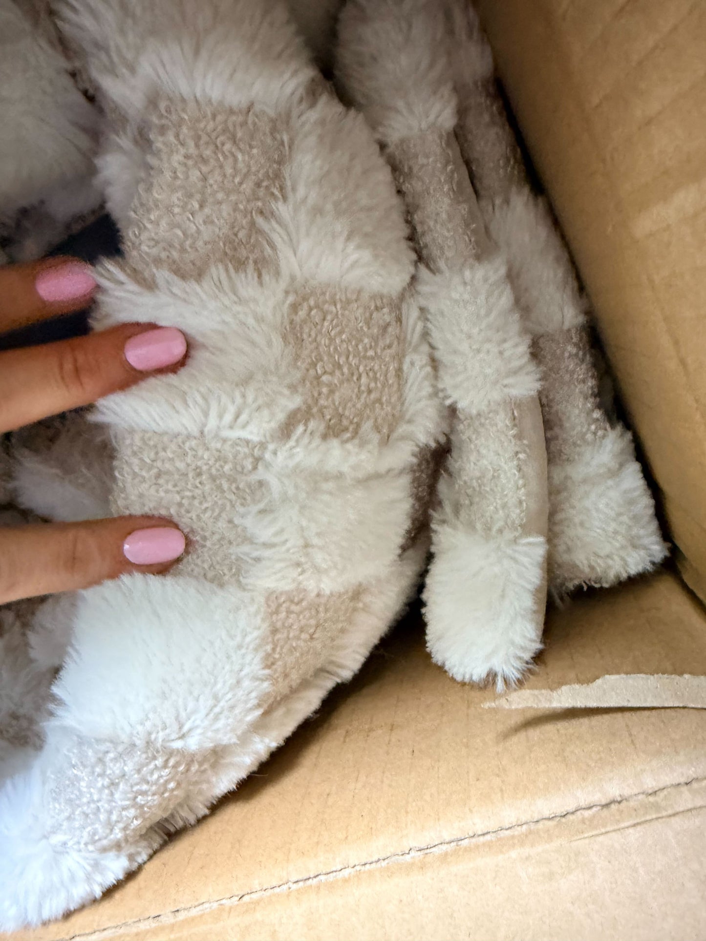 Footsac Taupe Checkered Chenille