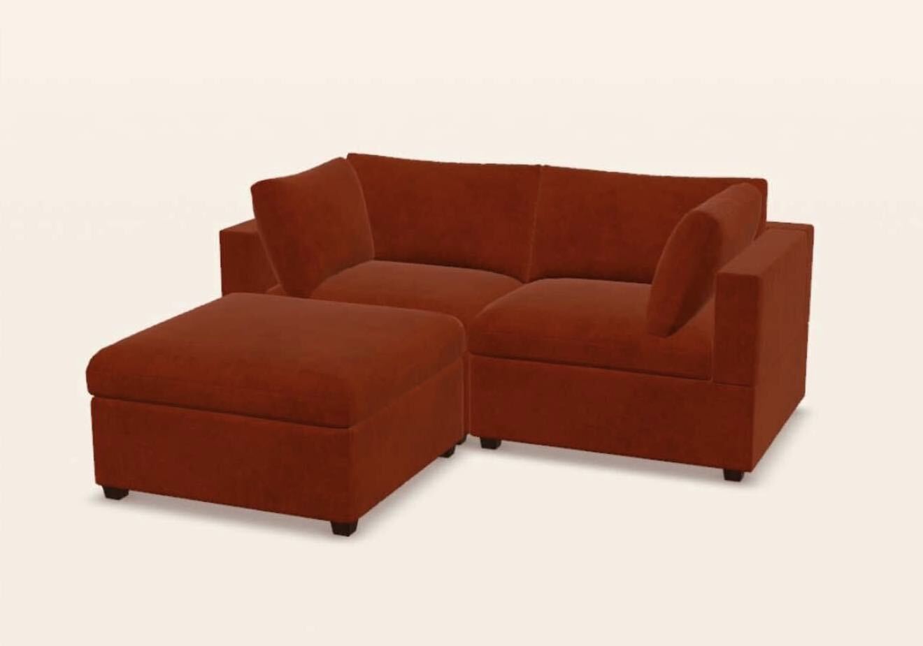 Albany Park Kova Box Cussjoin Sofa 86" + Ottoman