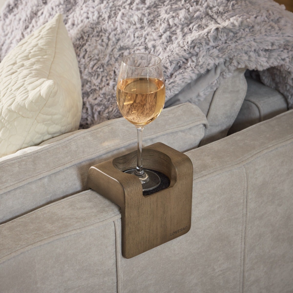 EA7249 	Sactionals Angled Side Drink Holder: Weathered Ash